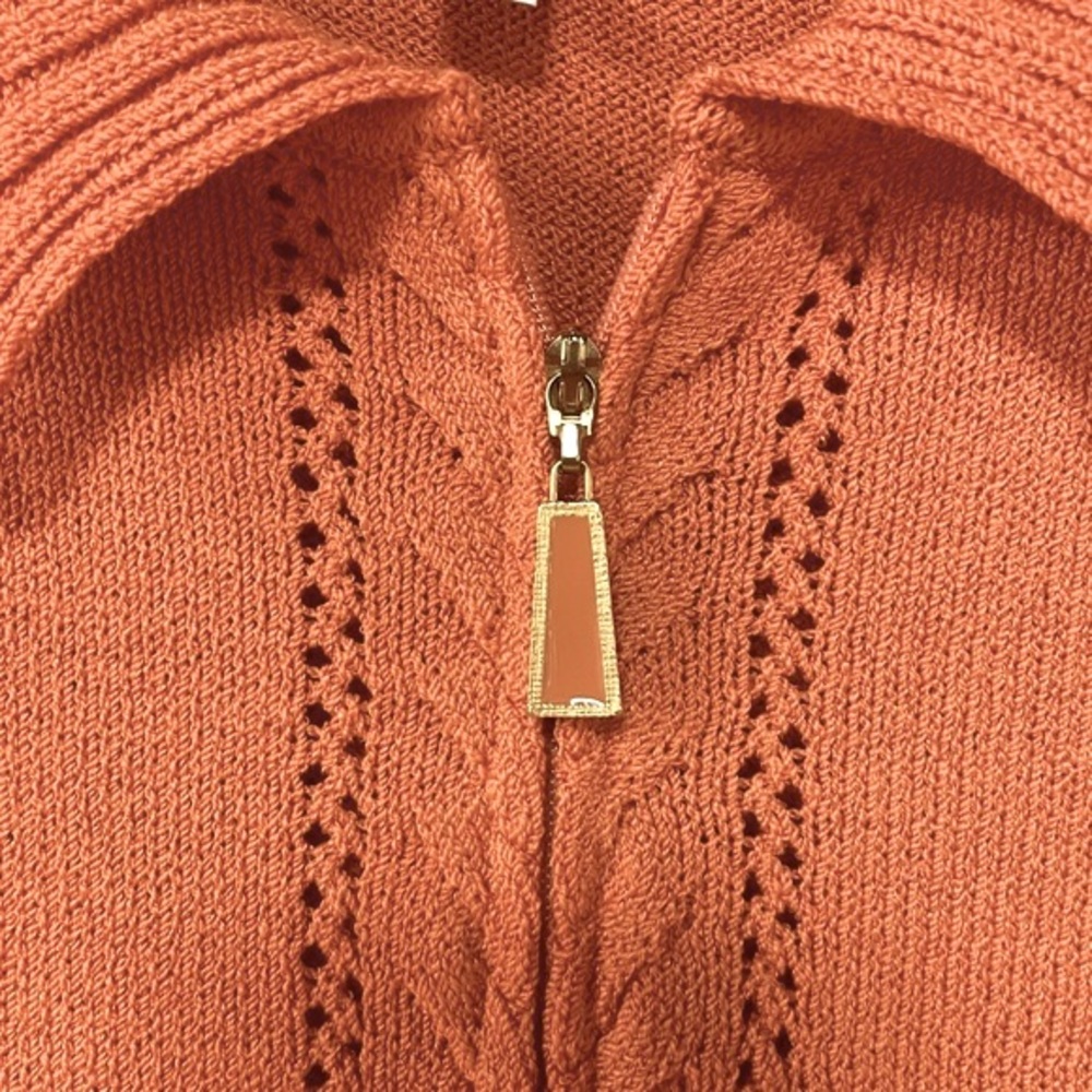 Vintage St. John Collection Orange Wool Blend Santana Knit Zip Up Sweater Sz 14 - Picture 9 of 9